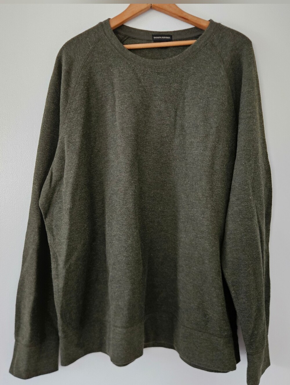 Banana Republic Mens Shirt XXL Olive Ribbed Pullover Knit Gorpcore Earthy Casual